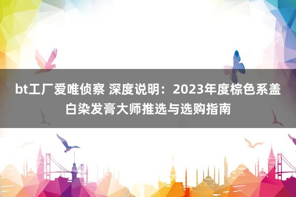 bt工厂爱唯侦察 深度说明：2023年度棕色系盖白染发膏大师推选与选购指南